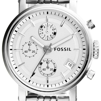 Fossil Boyfriend Chronograph Silver Tone Dial ES2198 Womens Watch