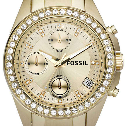 Fossil Decker Chronograph Crystals Gold-Tone ES2683 Women's Watch