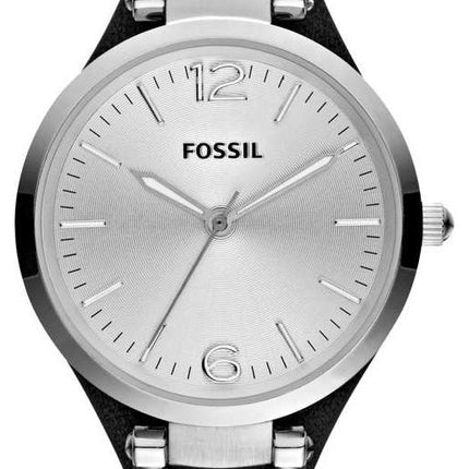 Fossil Georgia Quartz Black Leather Strap ES3199 Women's Watch
