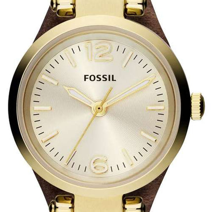 Fossil Georgia Mini Quartz Brown Leather Strap ES3264 Women's Watch