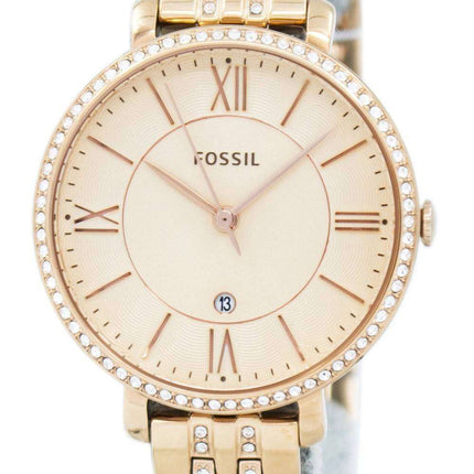 Fossil Jacqueline Quartz Rose Gold Crystals Accents ES3546 Women's Watch