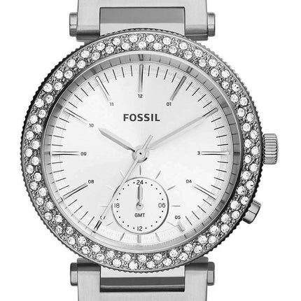 Fossil Urban Traveler Multifunction Silver Dial Crystals Embellished ES3849 Women's Watch