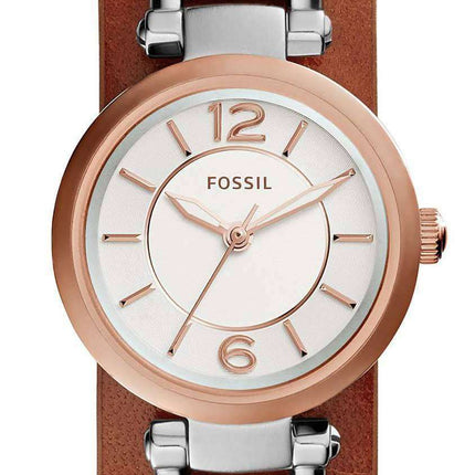 Fossil Georgia Artisan White Dial Brown Leather ES3855 Women's Watch