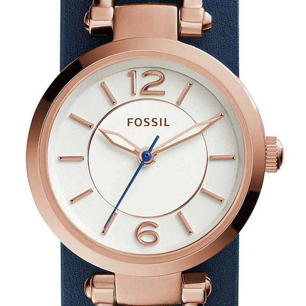 Fossil Georgia Artisan White Dial Navy Blue Leather ES3857 Women's Watch
