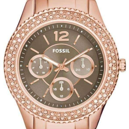 Fossil Stella Taupe Dial Crystals Multifunction Rose Gold-Tone ES3863 Women's Watch