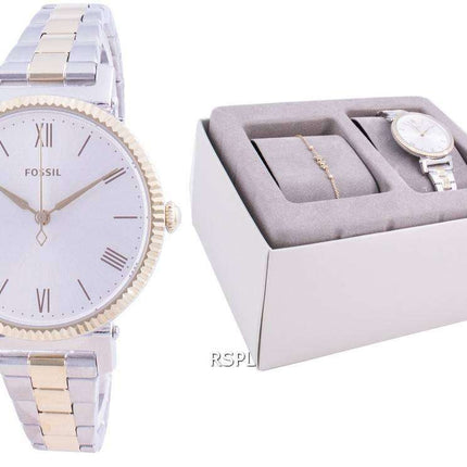 Fossil Daisy Silver Dial Stainless Steel Quartz ES4914SET With Gift Set Women's Watch