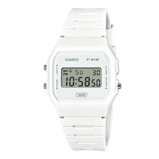Casio Pop Digital Bio-Based White Resin Strap Quartz F-91WB-7A 100M Unisex Watch