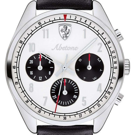 Ferrari Scuderia Abetone White Dial Leather Strap Quartz 0830569 Mens Watch