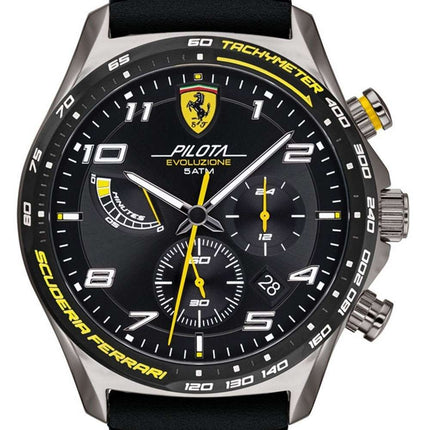Ferrari Scuderia Pilota Evo Chronograph Leather Strap Quartz 0830718 Mens Watch
