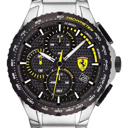 Ferrari Scuderia Pista Chronograph Black Dial Stainless Steel Quartz 0830729 Mens Watch