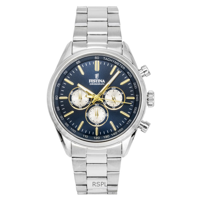 Festina Timeless Chronograph Stainless Steel Blue Dial Quartz F16820-C Men's Watch