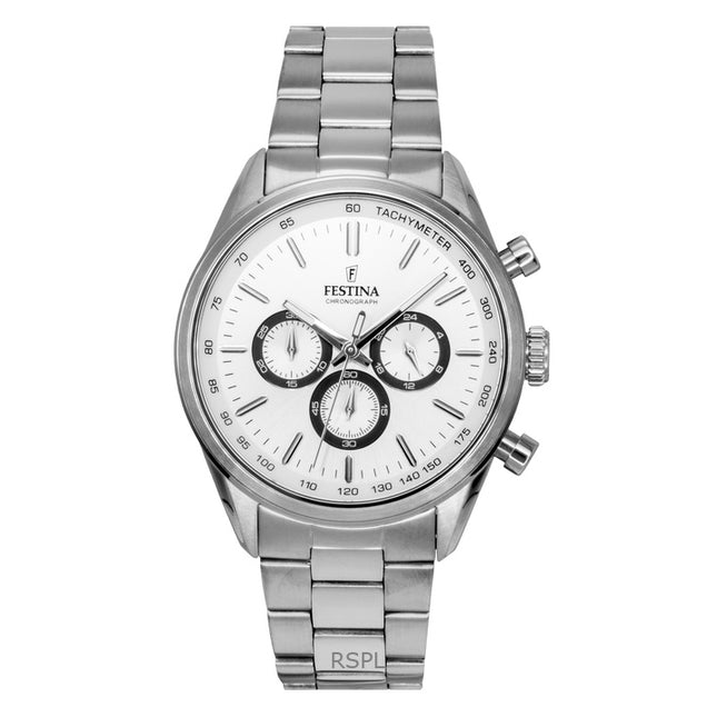 Festina Timeless Chronograph Stainless Steel White Dial Quartz F16820-Q Men's Watch