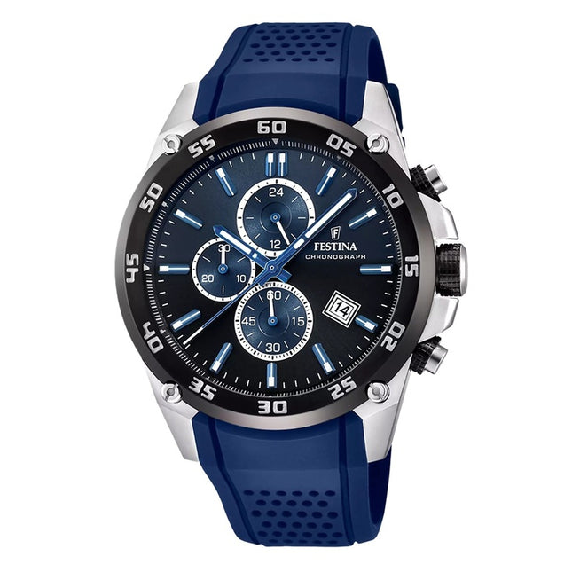 Festina The Originals Chronograph Rubber Strap Blue Dial Quartz F20330-A 100M Men's Watch