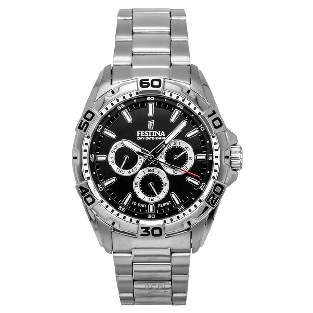 Festina Stainless Steel Multifunction Black Dial Quartz F20623-4 100M Men's Watch