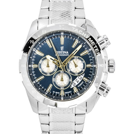 Festina Timeless Chronograph Stainless Steel Blue Dial Quartz F20668-5 100M Men's Watch