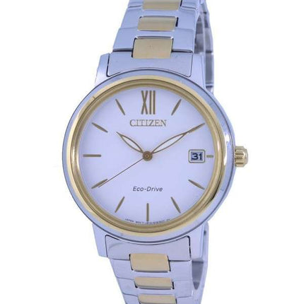 Citizen White Dial Two Tone Stainless Steel Eco-Drive FE6094-84A Women's Watch