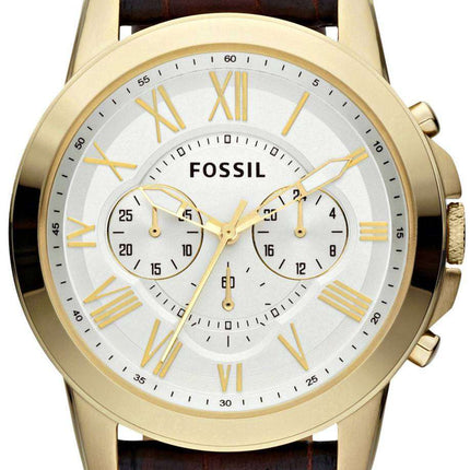 Fossil Grant Chronograph Brown Croco-Embossed Leather Strap FS4767 Men's Watch