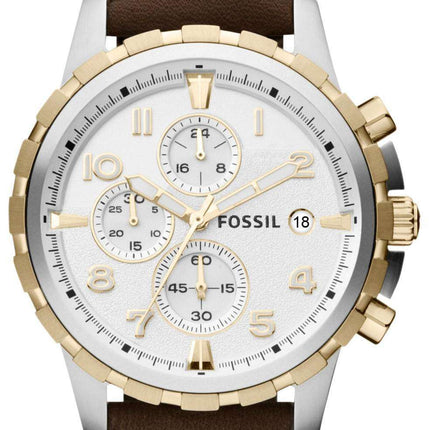Fossil Dean Chronograph Two-Tone Brown Leather Strap FS4788 Men's Watch
