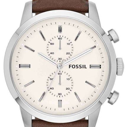 Fossil Townsman Quartz Chronograph White Dial Brown Leather FS4865 Men's Watch