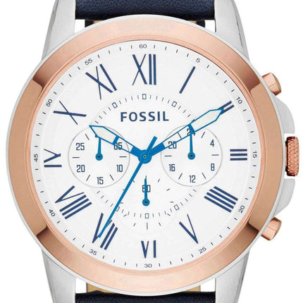 Fossil Grant Chronograph Navy Blue Leather FS4930 Men's Watch