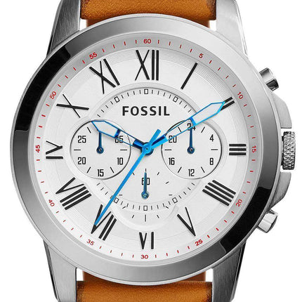 Fossil Grant Quartz Chronograph White Dial Tan Leather FS5060 Men's Watch