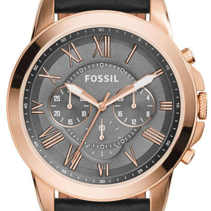 Fossil Grant Chronograph Grey Dial Black Leather FS5085 Men's Watch