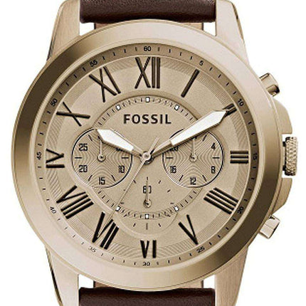 Fossil Grant Chronograph Gold-Tone Dial Brown Leather FS5107 Men's Watch