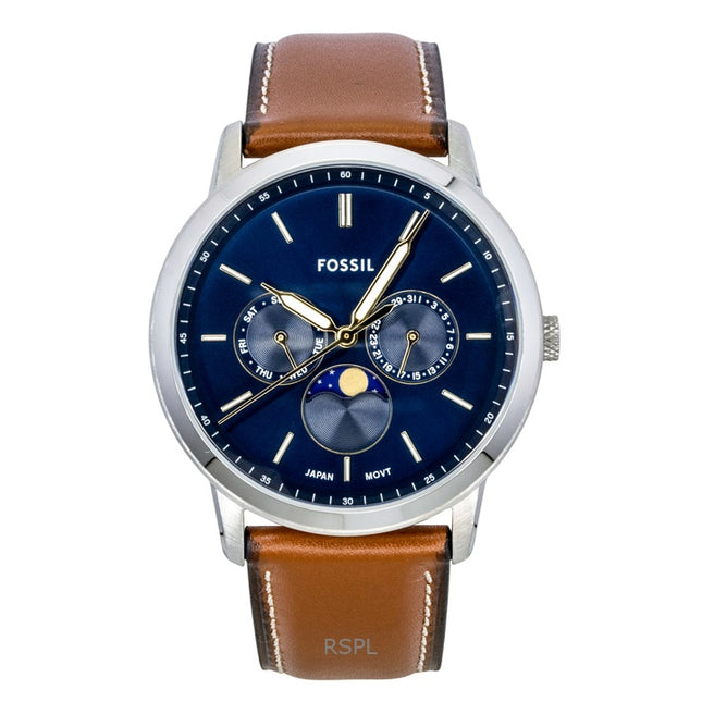 Fossil Neutra Moonphase Leather Strap Multifunction Blue Dial Quartz FS5903 Men's Watch