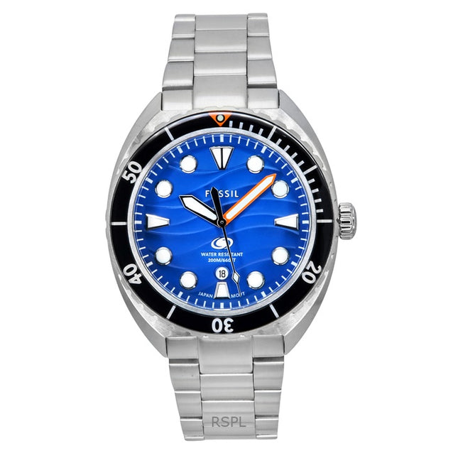 Fossil Breaker Stainless Steel Blue Dial Quartz Diver's FS6064 200M Men's Watch