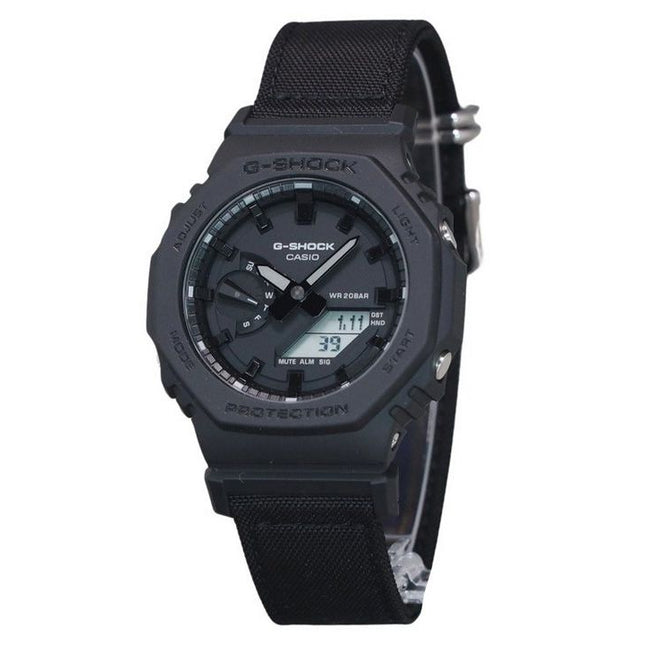 Casio G-Shock Analog Digital Eco Cloth Strap Black Dial Quartz GA-2100BCE-1A 200M Men's Watch