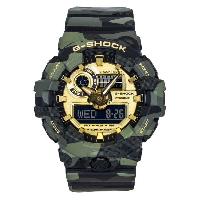 Casio G-Shock Analog Digital Resin Strap Gold Dial Quartz GA-700CMG-3A 200M Men's Watch