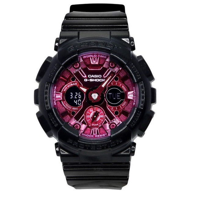 Casio G-Shock Analog Digital Resin Strap Burgundy Dial Quartz GMA-S120RB-1A 200M Women's Watch