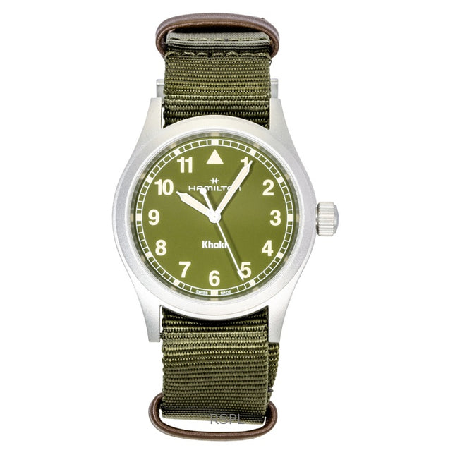 Hamilton Khaki Field Textile Strap Green Dial Quartz H69401960 Men's Watch