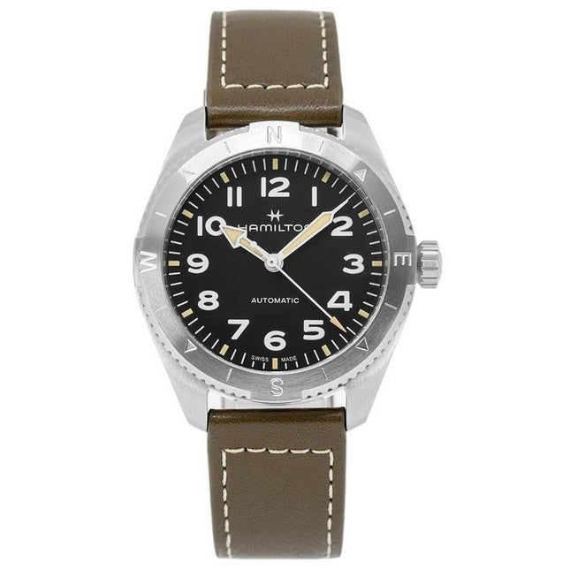 Hamilton Khaki Field Expedition Leather Strap Black Dial Automatic H70315830 100M Men's Watch