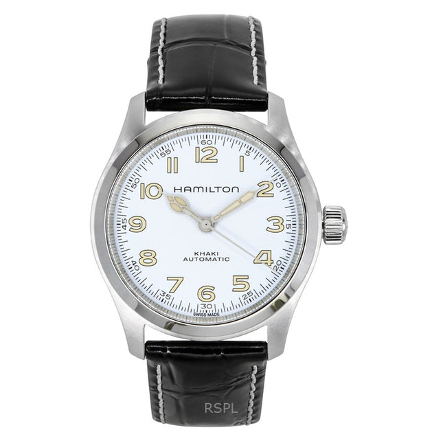 Hamilton Khaki Field Murph Leather Strap White Dial Automatic H70405710 100M Men's Watch