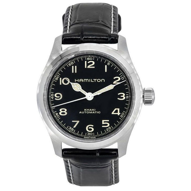Hamilton Khaki Field Murph Leather Strap Black Dial Automatic H70405730 100M Men's Watch