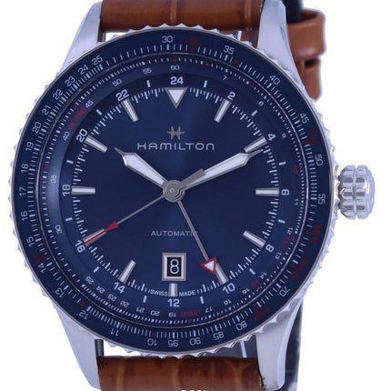 Hamilton Khaki Aviation Converter GMT Leather Strap Automatic H76715540 100M Men's Watch