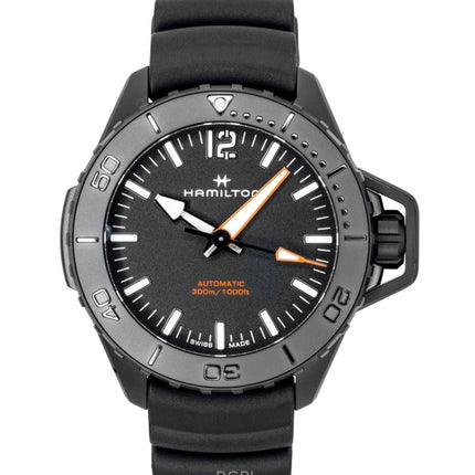 Hamilton Khaki Frogman Rubber Strap Black Dial Automatic Diver's H77855330 300M Men's Watch