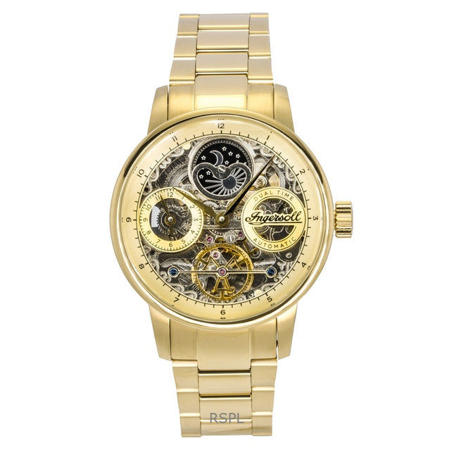 Ingersoll The Jazz Stainless Steel Gold Skeleton Dial Automatic I07711 Men's Watch