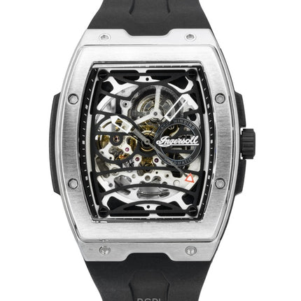 Ingersoll The Challenger Rubber Strap Black Skeleton Dial Automatic I12301 Men's Watch