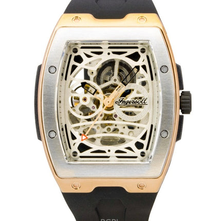 Ingersoll The Challenger PU Rubber Strap Silver Skeleton Dial Automatic I12302 Men's Watch
