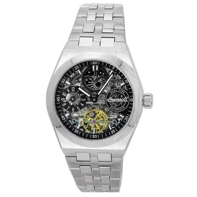 Ingersoll The Broadway Dual Time Skeleton Black Dial Automatic I12901 Mens Watch