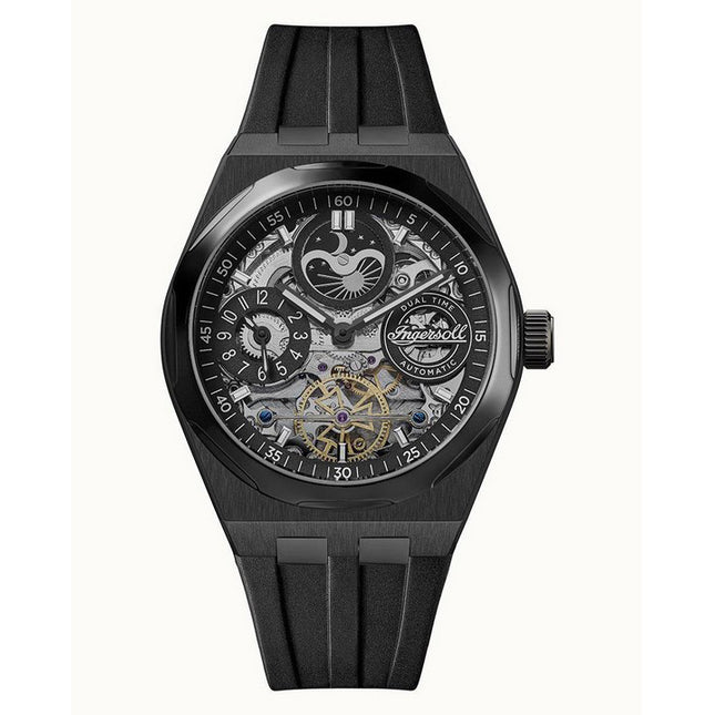 Ingersoll The Broadway Moonphase Dual Time Black Skeleton Dial Automatic I12908 Men's Watch