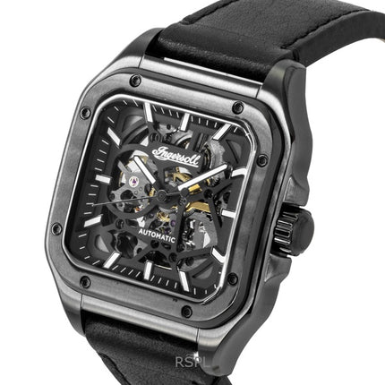 Ingersoll The Ollie Leather Strap Black Skeleton Dial Automatic I14504 Men's Watch