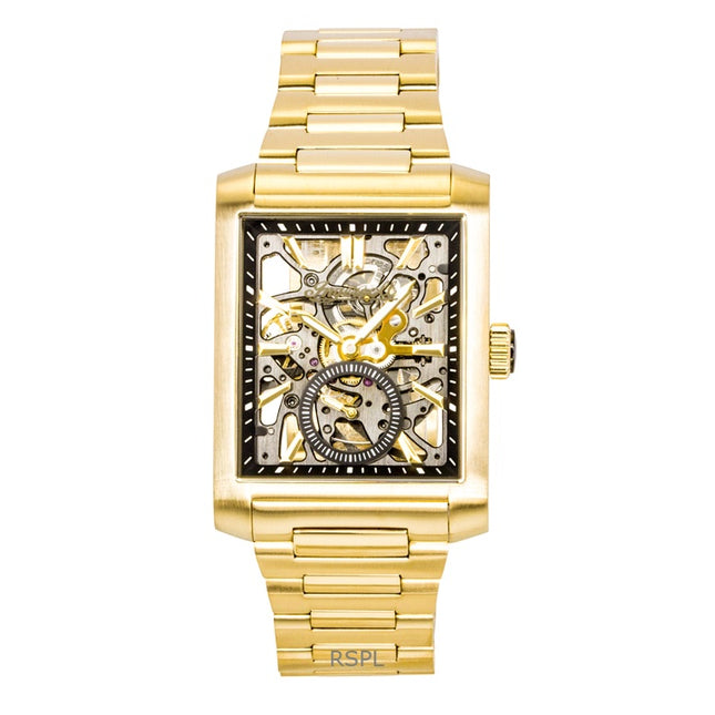 Ingersoll The Spur Gold Tone Stainless Steel Black Skeleton Dial Automatic I17002 Men's Watch