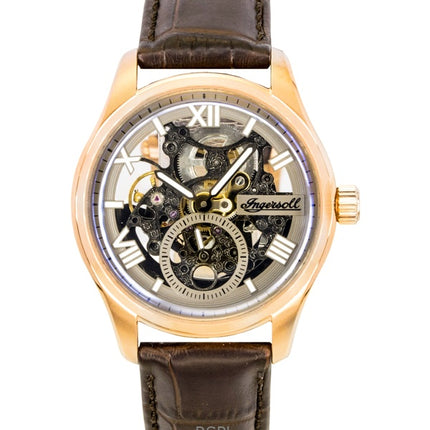 Ingersoll The Maverick Leather Strap Grey Skeleton Dial Automatic I17402 Men's Watch