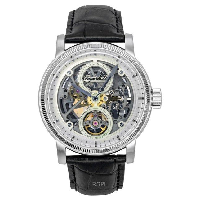 Ingersoll The Guy Leather Strap Grey Skeleton Dial Automatic I17501 Men's Watch