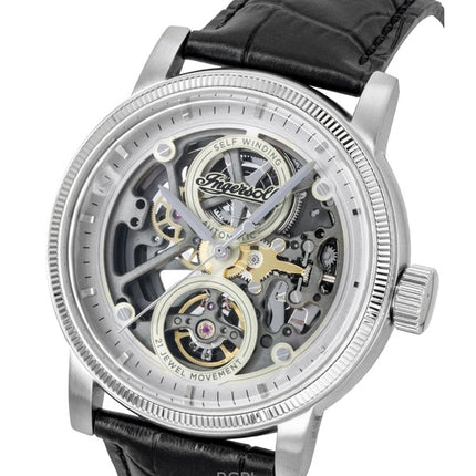 Ingersoll The Guy Leather Strap Grey Skeleton Dial Automatic I17501 Men's Watch
