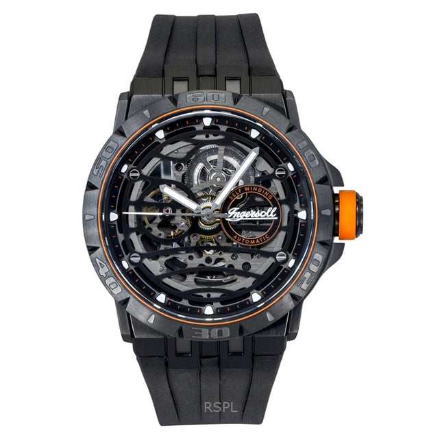 Ingersoll The Rigger Polyurethane Strap Black Skeleton Dial Automatic I17902 Men's Watch