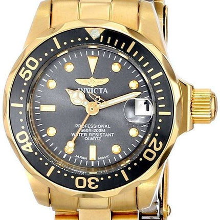 Invicta Pro Diver 200M Quartz Gold IP Black Dial 14986 Women's Watch